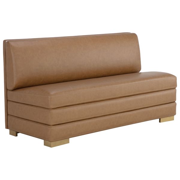 Sofa tapicerowana o klasycznym wykonczeniu z miekka linia w odcieniu bezu