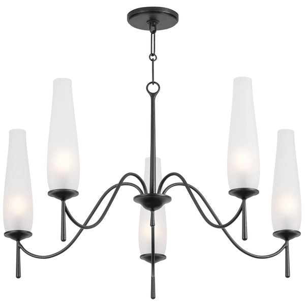 Lampa wiszaca o lekkiej bryle z miekka linia w odcieniu bieli