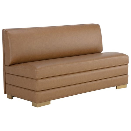 Sofa tapicerowana o klasycznym wykonczeniu z miekka linia w odcieniu bezu
