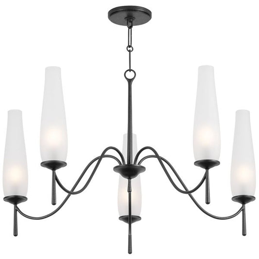 Lampa wiszaca o lekkiej bryle z miekka linia w odcieniu bieli